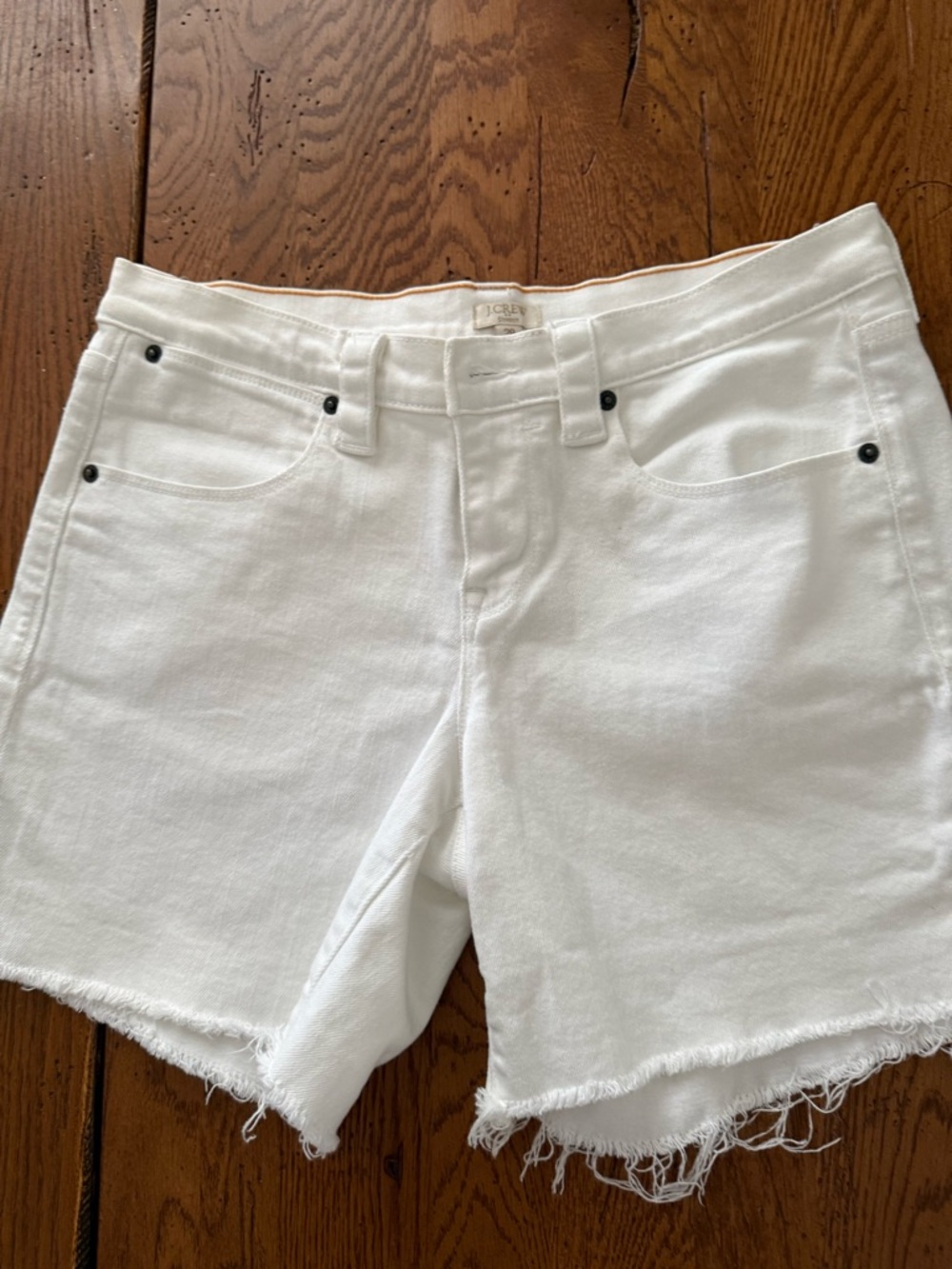 J. Crew White Frayed-Hem Denim Shorts